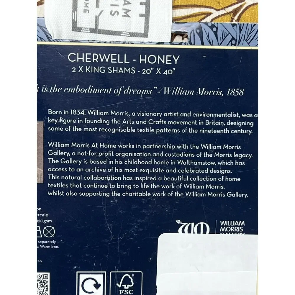 WILLIAM MORRIS Cherwell Honey KING Size Quilted Pillow Shams Set Pair Of 2